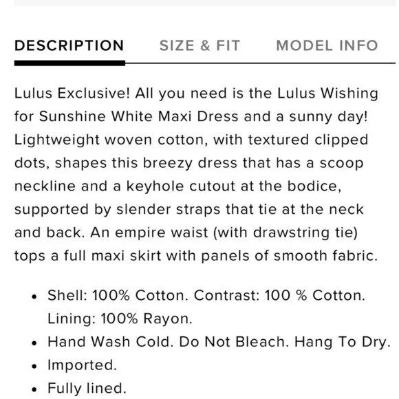 New! Lulus Wishing for Sunshine White Maxi Dress size Medium - Picture 14 of 15